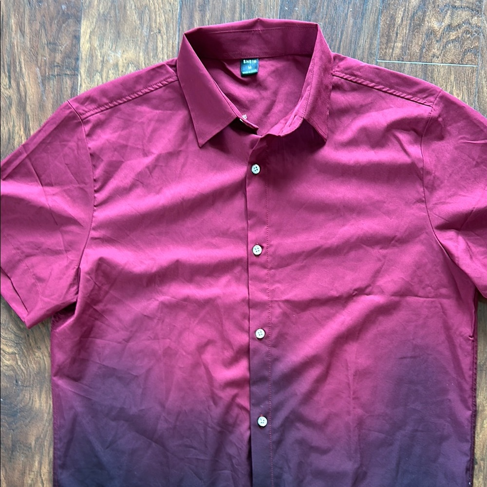 SHEIN Casual Red and Black Gradient Button Down Shirt - Picture 3 of 5